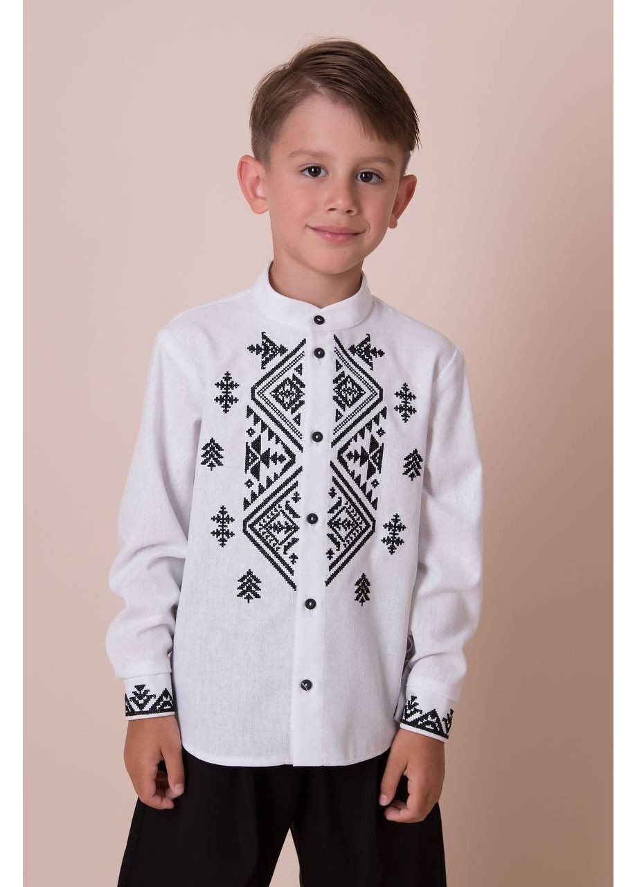 Сорочка ВИШИВКА чорна по-білому хлоп. льон 5637-01 Mevis (366423808)