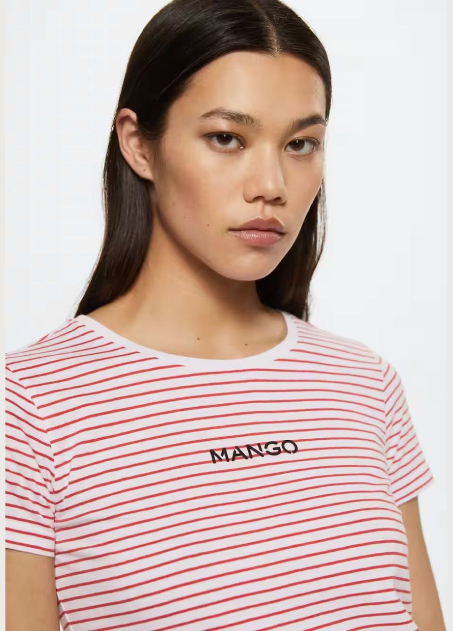 Комбінована всесезон футболка з металевим логотипом Mango