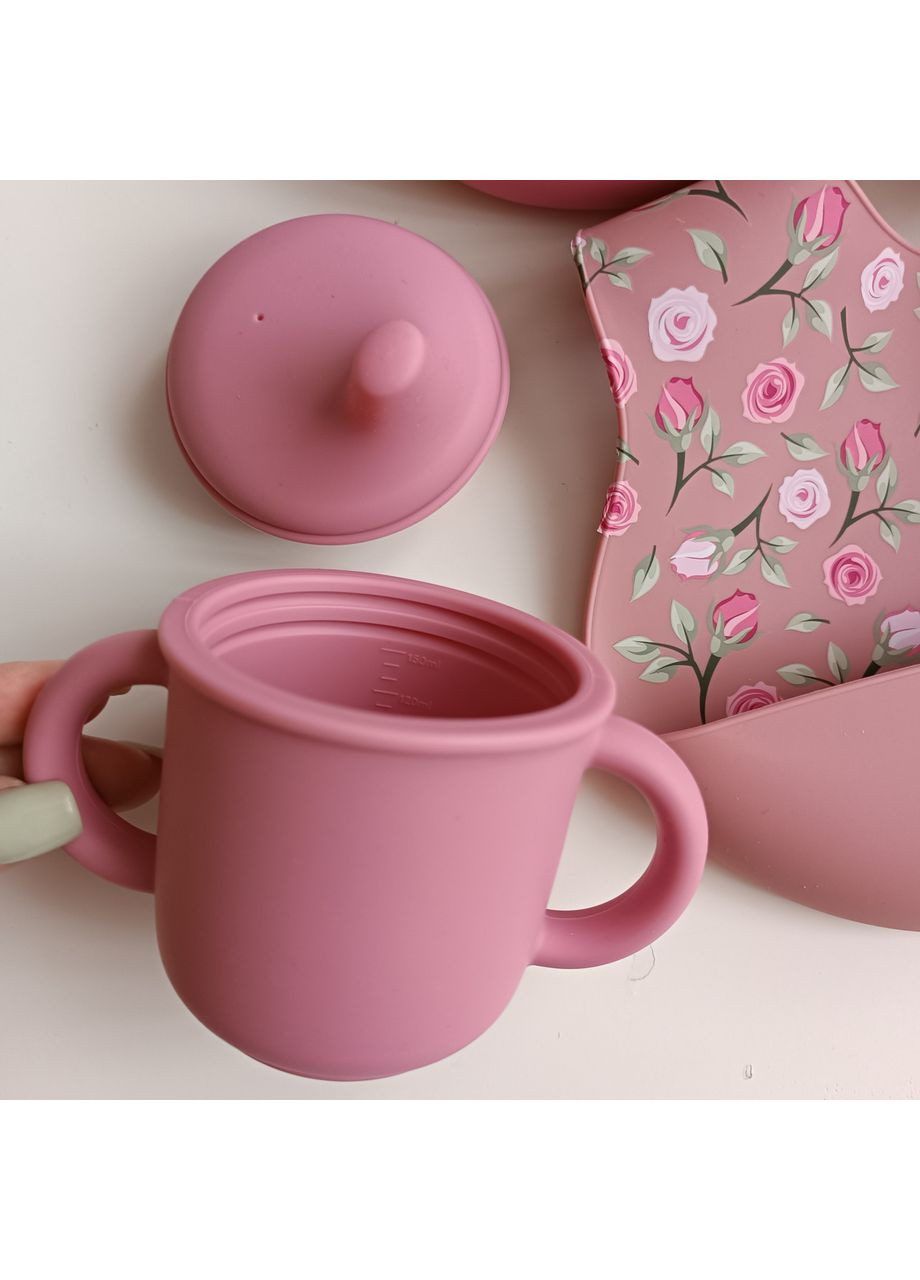 Набор посуды для первого прикорма малыша мишка БЛАШ и Дарк пинк No Brand (368999972)