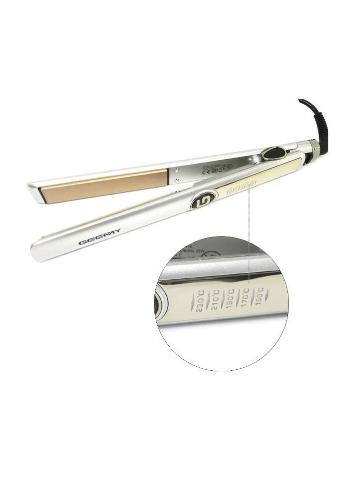 Плойка выпрямитель для укладки и выпрямления волос Gm 416 Щипцы утюжок для волос керамический Серебрянная Geemy (315919668)