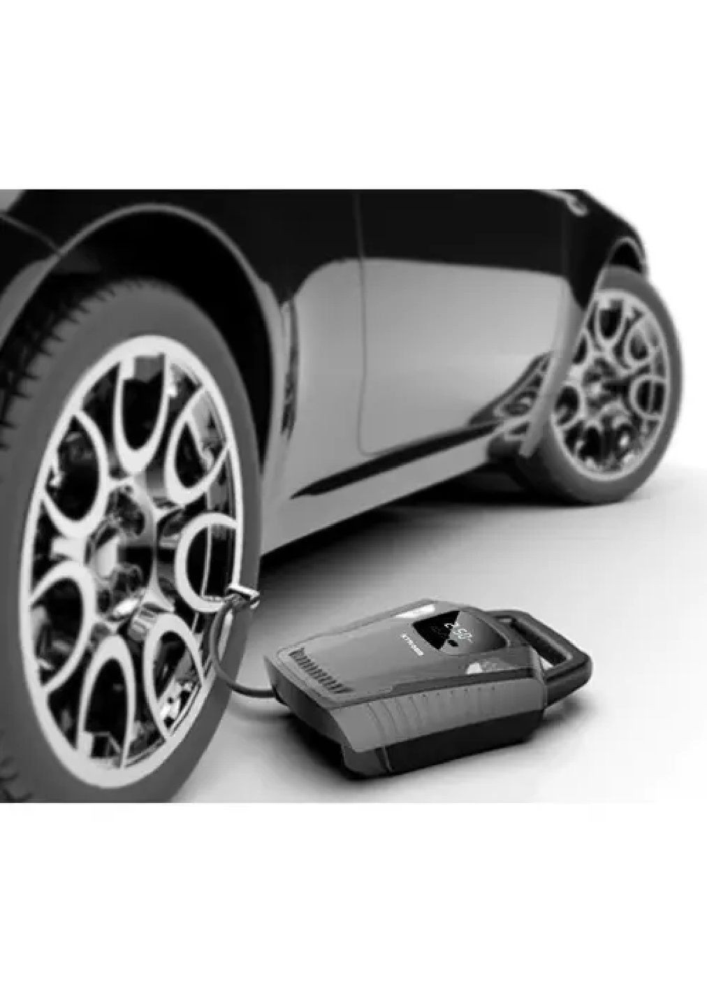 Автомобільний компресор насос із дисплеєм манометром перемикачем ліхтариком 15х25х7,5 см (476854-Prob) Unbranded (291984587)
