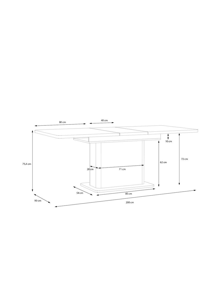 Стіл розкладний обідній Лачетті / Lacetti дуб Валенсія 1600/2000x900x764 бежеві ноги TBLT7088 Forte Meble (355889677)