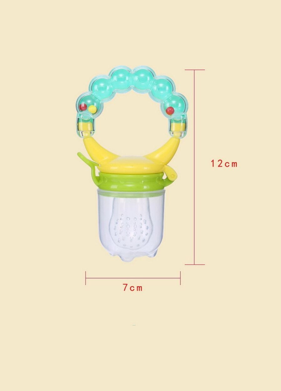Дитячий ніблер силіконовий для першого підгодовування малюка Ніблер з брязкальцем ручкою + 3 змінних соски S, M, L Стиль 1 LELUNO (332984079)