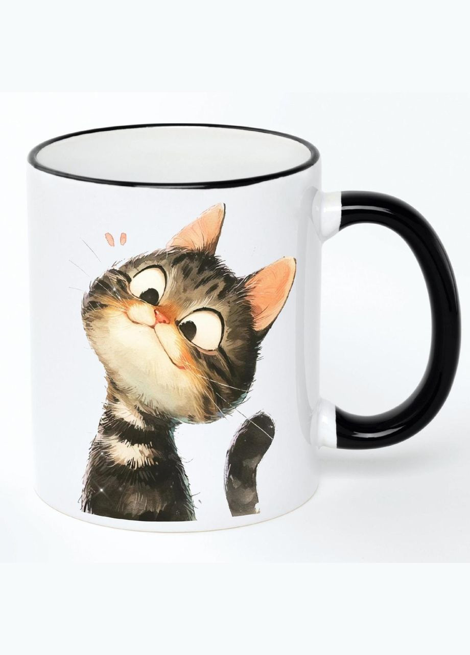 Чашка Cats (кружка, кружка) #007 Белая с черной ручкой 330 мл No Brand (322716354)