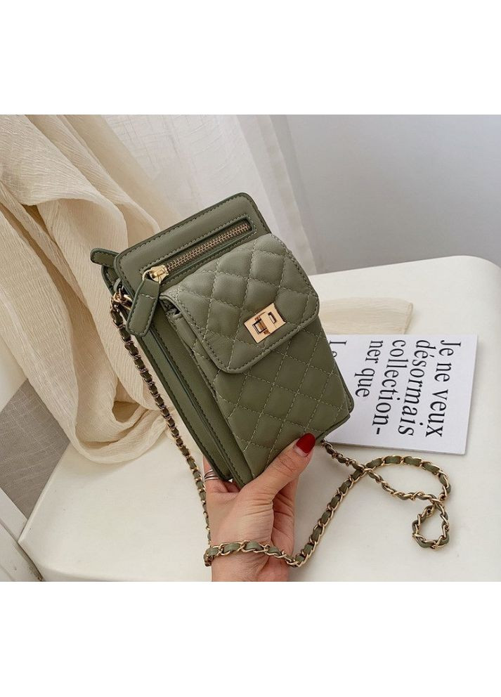 Жіноча міні сумочка клатч стьобана із екошкіри зелена маленька сумка для дівчат модний гаманець-клатч ProDobro (363221382)