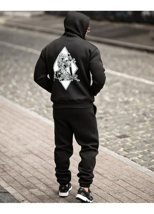 Тактичний чоловічий зимовий костюм на флісі Міномет чорний No Brand