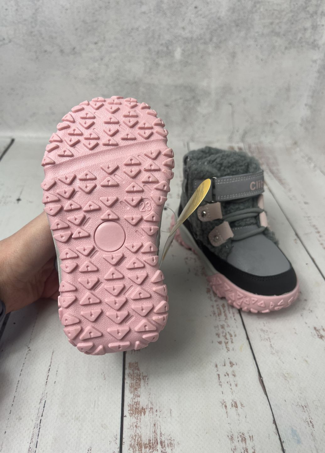 Черевики зимові дитячі на дівчинку Рожево-сірий (033) Clibee (369569775)