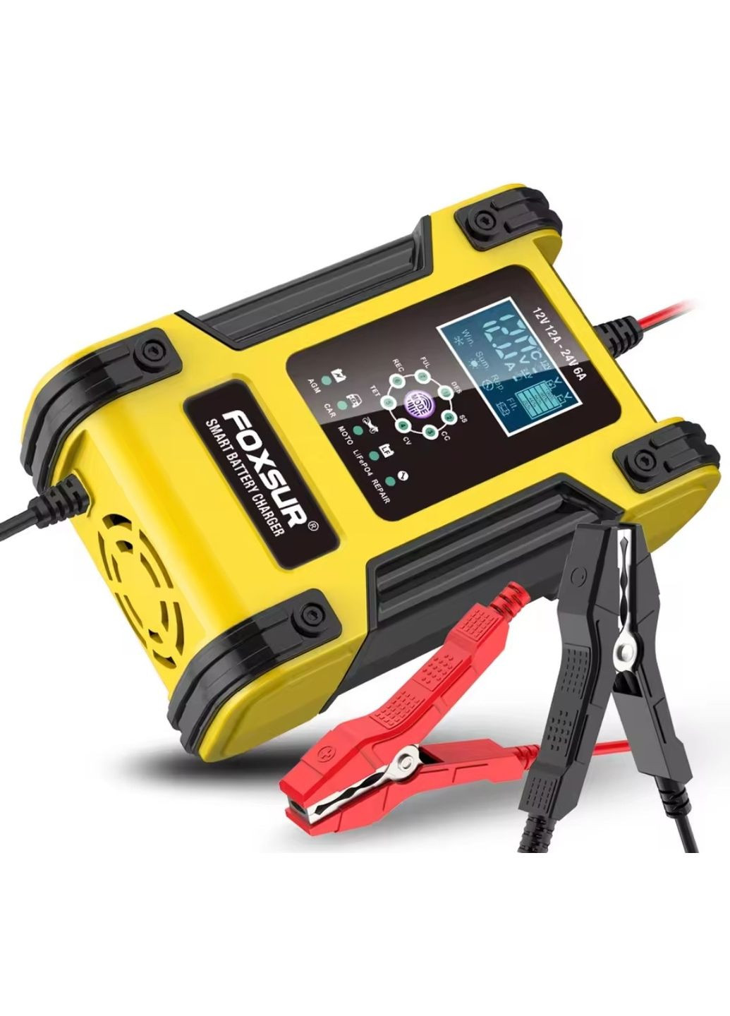 Автоматическое зарядное устройство 12V 12A для автомобильных аккумуляторов Foxsur (367109105)
