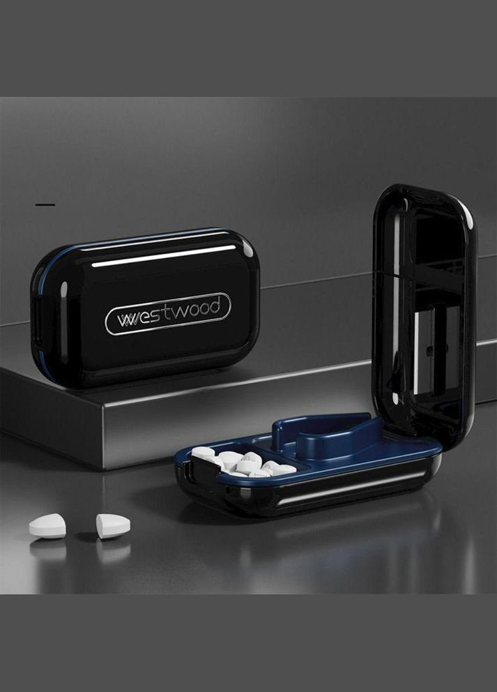 Міні-таблетниця з роздільником для пігулок WEST чорний No Brand (337695925)