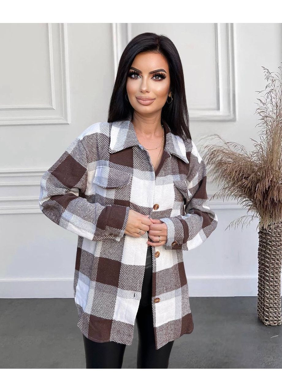 Сорочка жіноча кашемір в клітинку світлий шоколад No Brand (363983126)