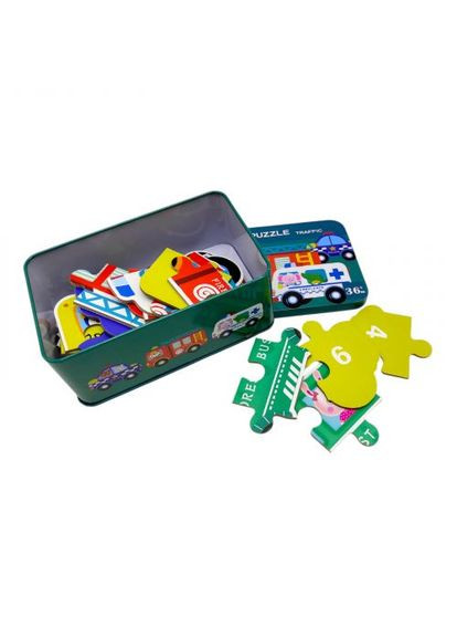 Пазли дитячі дерев'яні Транспорт 6 пронумерованих елементів для навчання та розваги дитини ProDobro (367092635)
