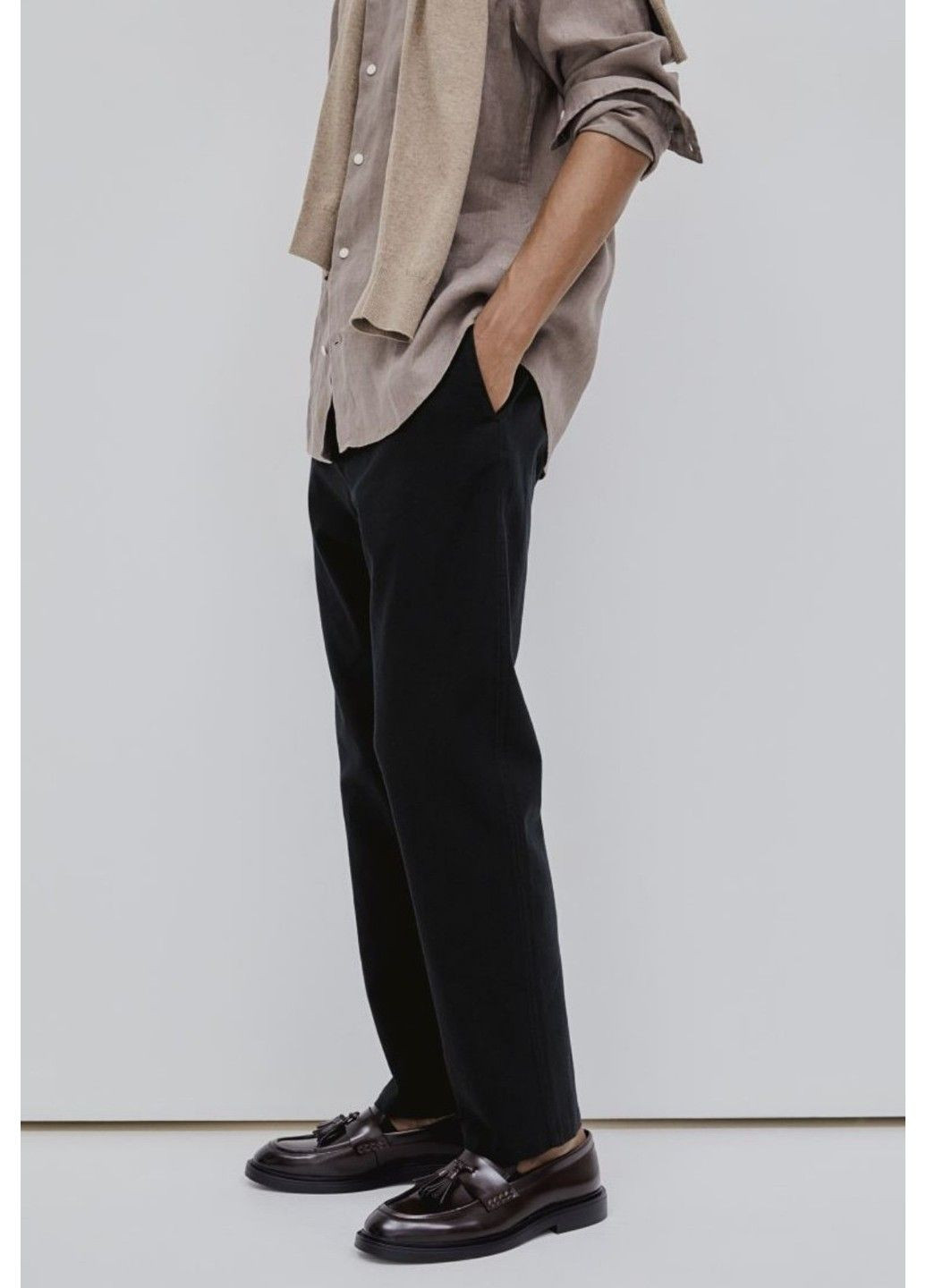 Чоловічі лляні штани Regular Fit Н&М (56931) S Чорні H&M (290704965)