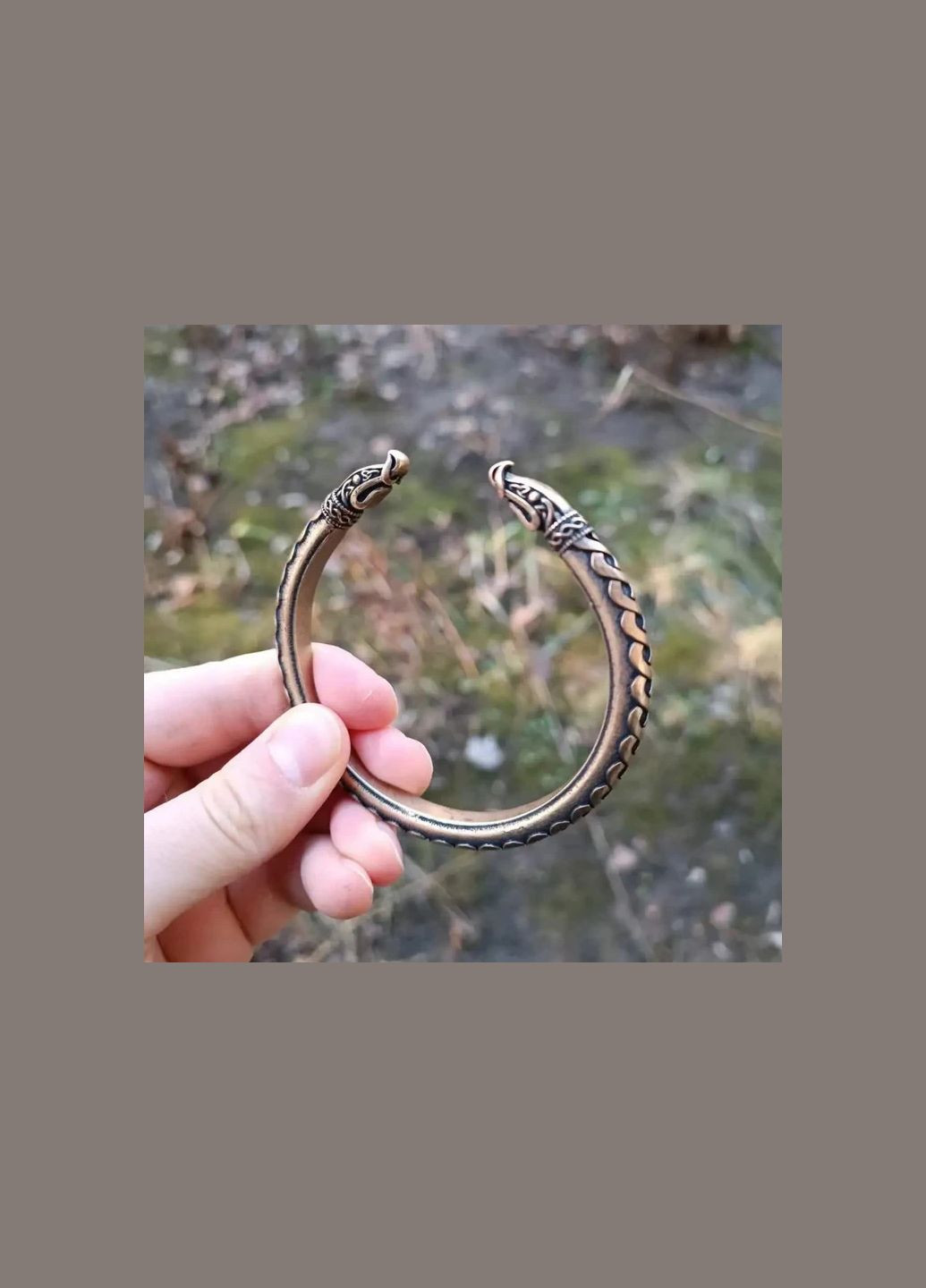 Браслет у формі скандинавського дракона ручне лиття з бронзи No Brand (345640677)