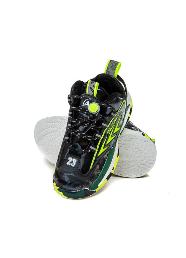 Черные всесезонные кроссовки Fashion Z35159 чорно/зелені (32-37)