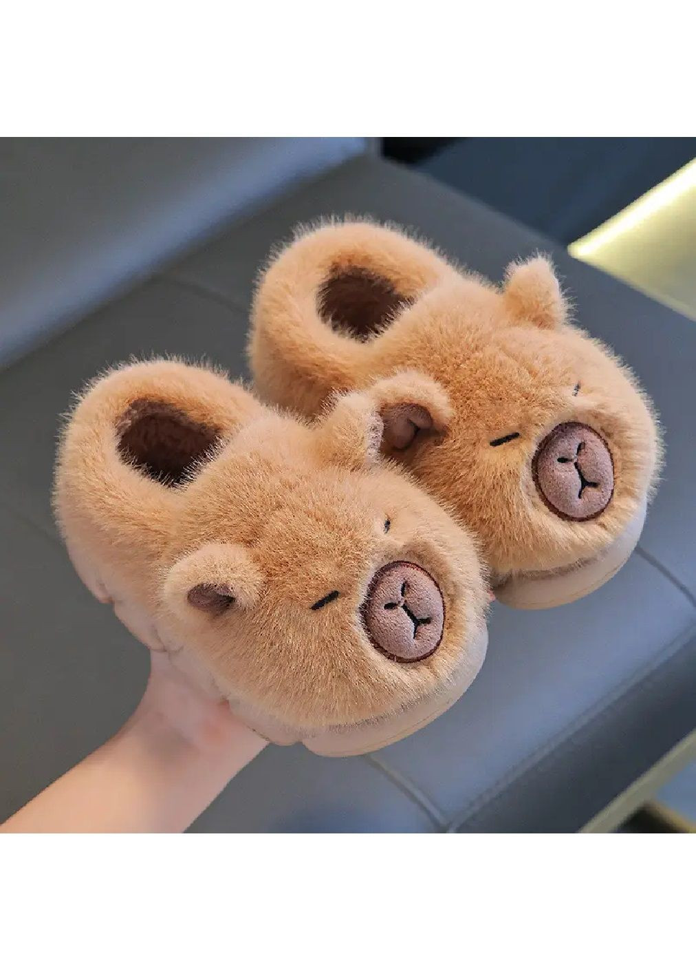 Дитячі плюшеві кімнатні домашні капці для дітей малюків хлопчиків (481320-Prob) Капібара світло-коричневі розмір 26-27 Unbranded (360818183)