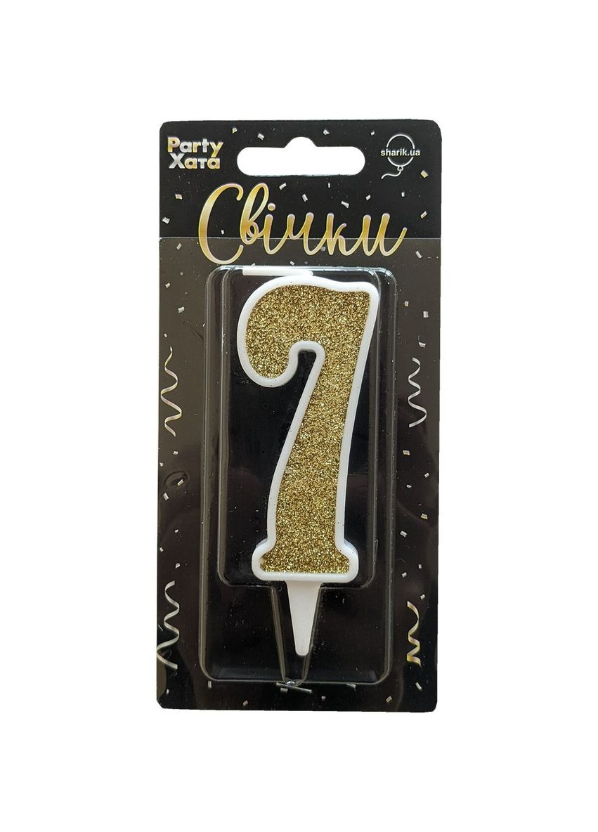 Свеча-цифра 7 глиттер золото в белом 1502-5806 9.5 см (2000990660312) shop (2000990660312) Party Хата (363299096)