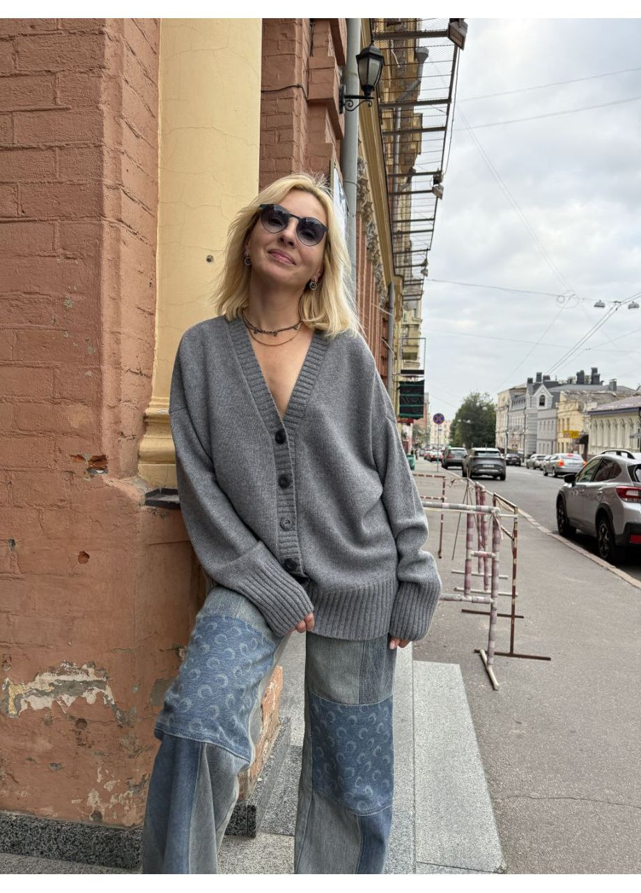 Серый демисезонный кардиган No Brand