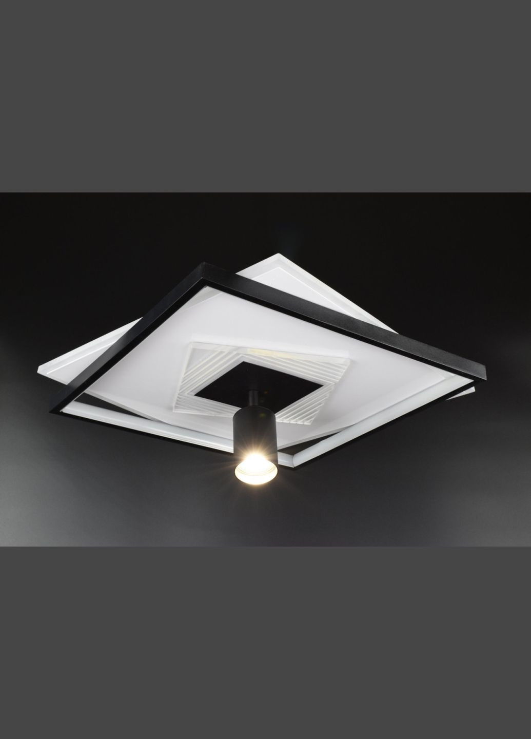 Люстра светодиодная потолочная LED светильник для квартиры на потолок лэд с пультом 26565 Черный 10х46х46 см. Sunnysky (364495388)