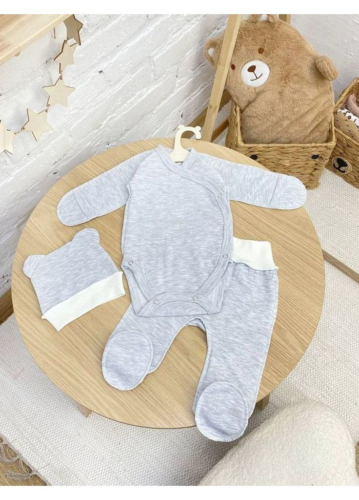 Серый зимний набор в роддом для новорожденного Баранчик БО