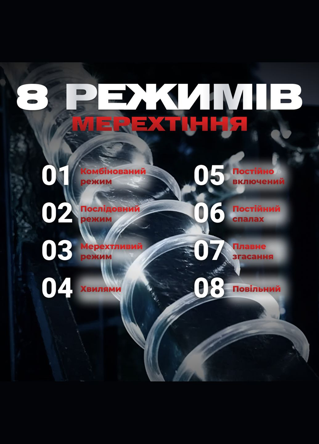 Гирлянда Дюралайт уличная 240 LED длина 7 м морозостойкая, белый GarlandoPro (316721914)