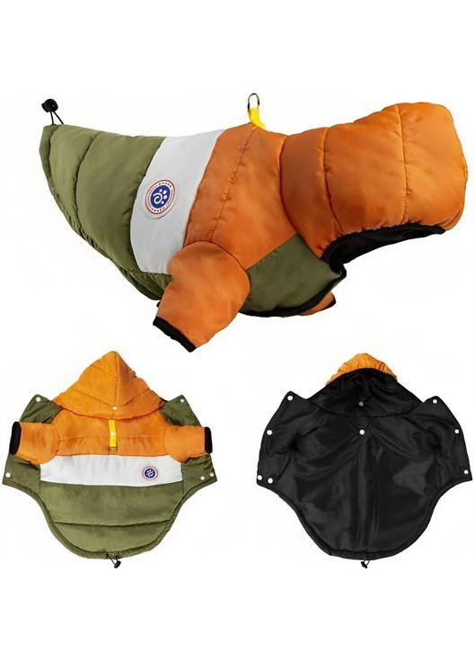 Куртка для собак та котів Army Green Orange помаранчева/хакі Ecotoys (275395012)