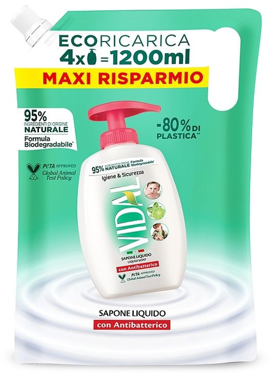 Рідке мило "Антибактеріальне" Liquid Soap Antibacterial (дой-пак) 1200ml (1088345-135946) Vidal (368659759)