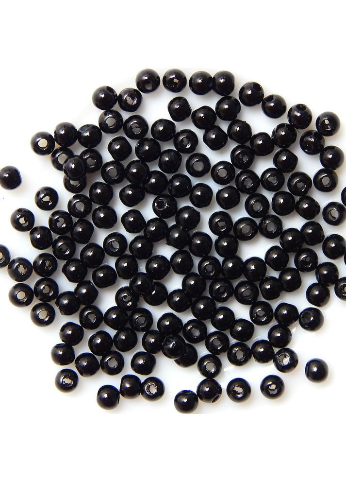 Бусины глянцевые, акриловые, 4 мм, черные, 5 гр No Brand (340484152)