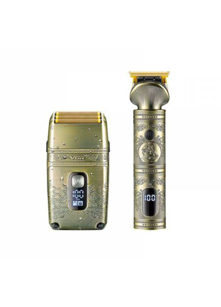 Бездротова акумуляторна електробритва + тример для вологого і сухого гоління (V-649 Gold) VGR (350349359)