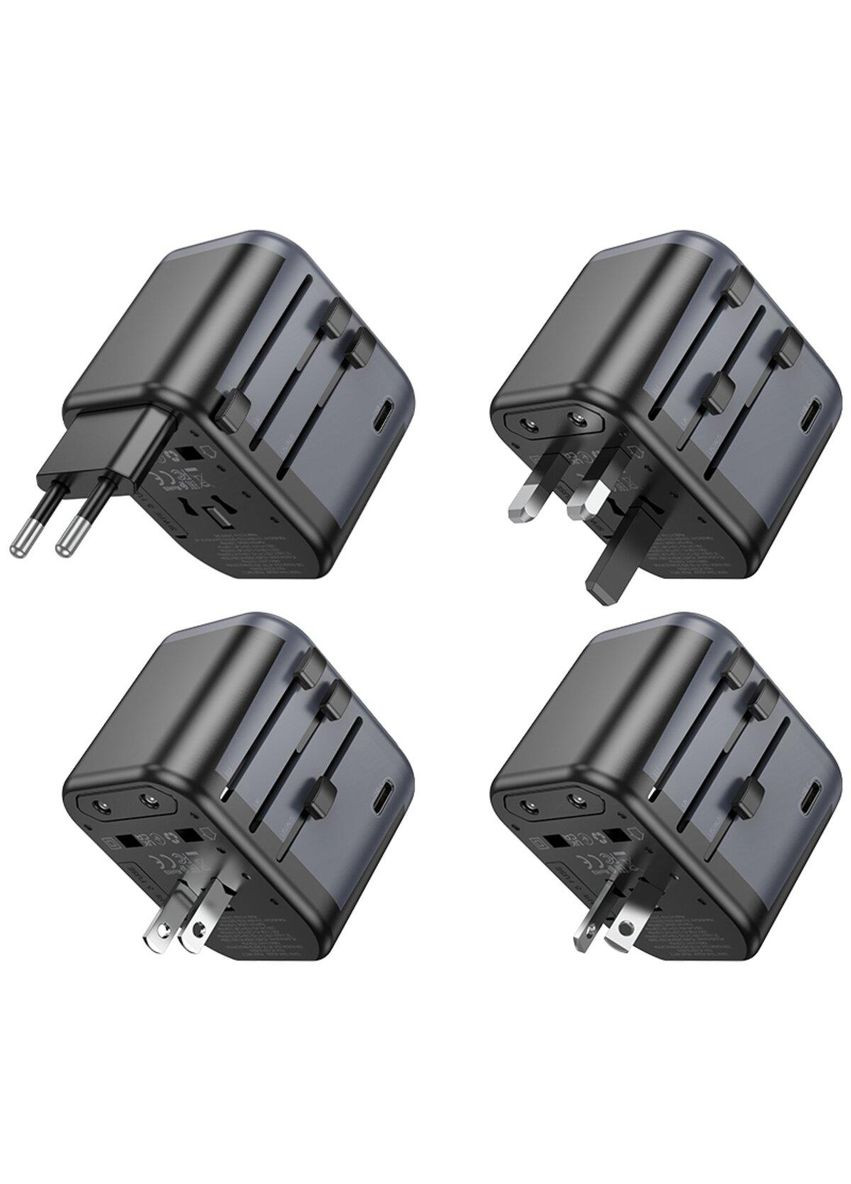 Мережевий зарядний пристрій BAC12 Leader 3-port(1C2A) universal conversion charger Black Borofone (367724085)