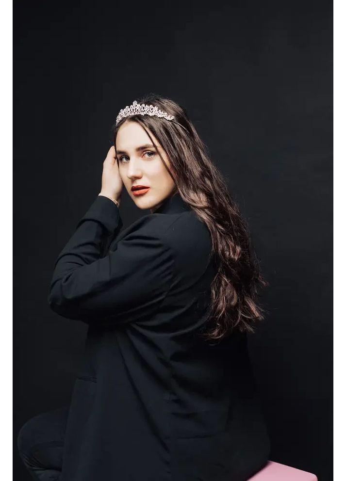 Весільна діадема, тіара волосся, ажурна, з камінням No Brand (369162377)