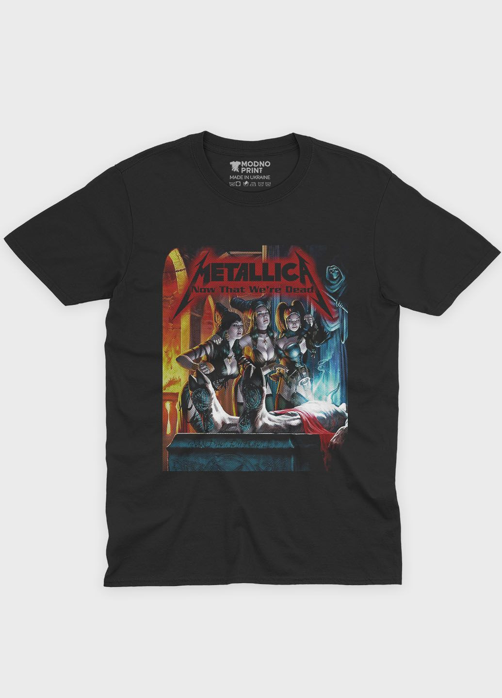 Чорна чоловіча футболка з рок принтом "metallica" (ts001-3-bl-004-2-225) Modno