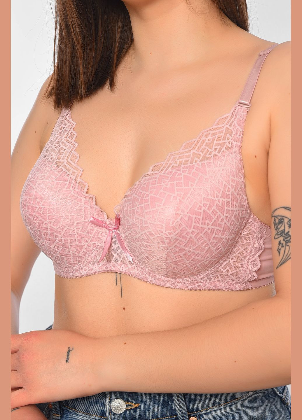 Розовый бюстгальтер женский розового цвета чашка в Let's Shop полиамид