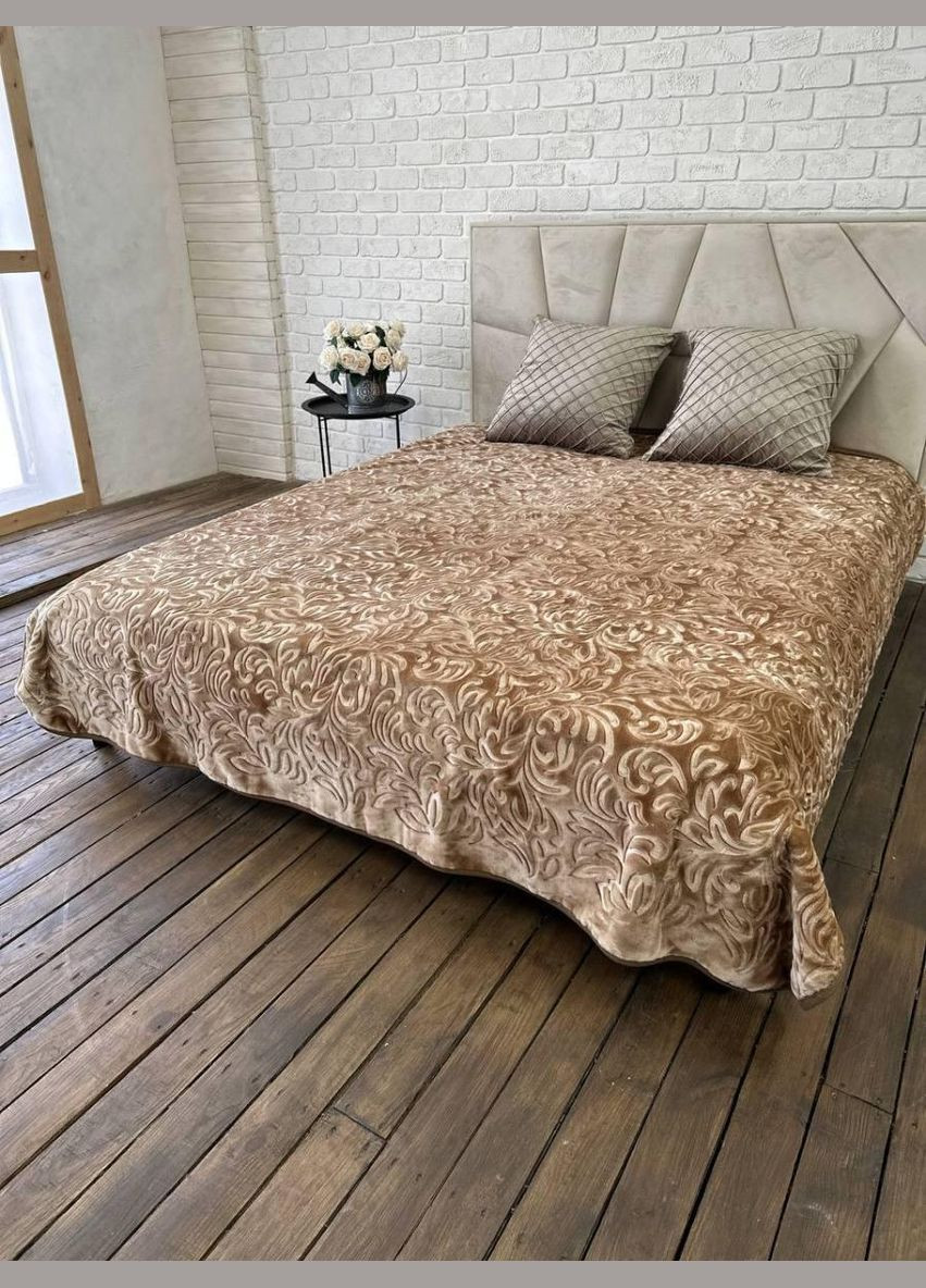 Покривало м'яке пухнасте антиаларгенний 210х230 см Коричневий (П4К-plush-pled-008) No Brand (306633550)