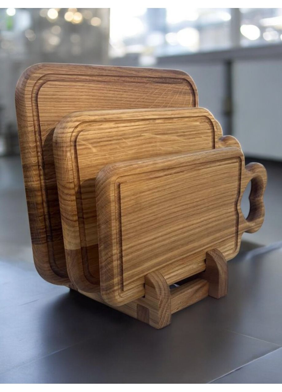 Набор деревянных дощечек кухонные доски на деревянной подставке 3 в 1 Дуб (полированный) №2 No Brand (367585533)