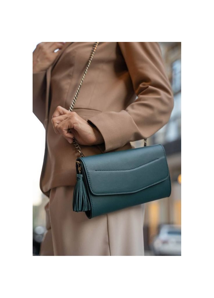 Женская кожаная сумка Элис зеленая BlankNote клатч (348359101)