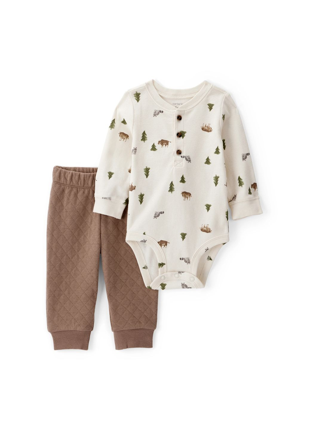 Коричневий демісезонний комплект 2в1 боді, штани для хлопчика 72-76 см (1t476310_12m) Carter's