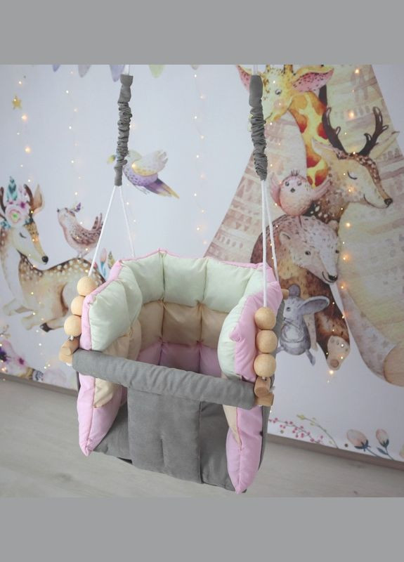 Подвесные качели Мальвинка с матрасом, сиденье из велюра! качели для детей No Brand (316221735)