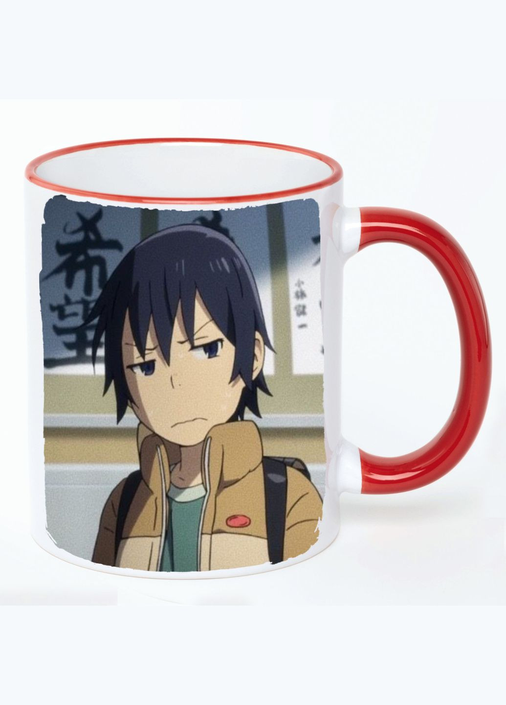 Чашка Город, где нет только меня Аниме #005 (кружка, кружка) Белая с Красной ручкой 330 мл No Brand (322713866)