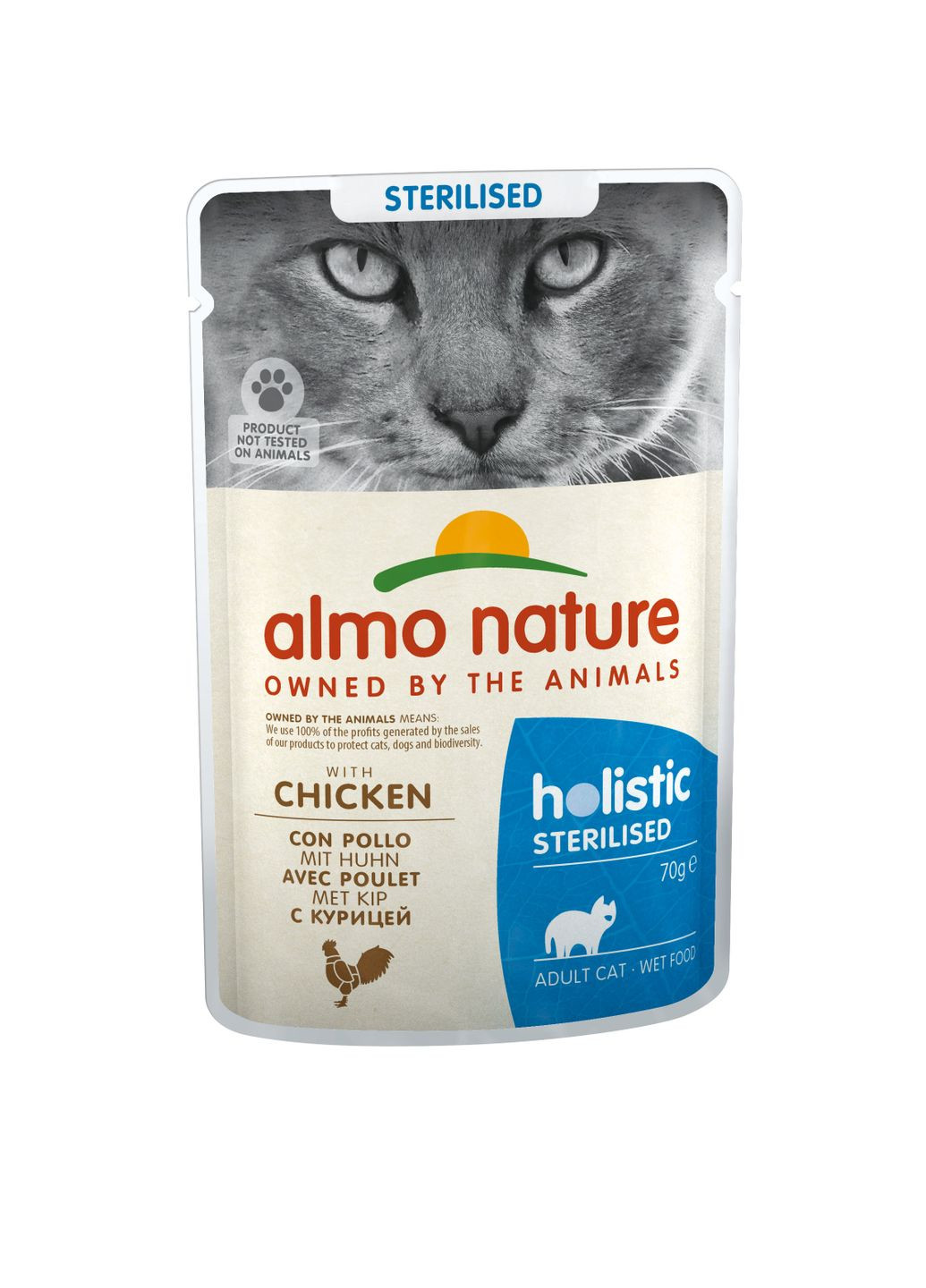Влажный корм для стерилизованных котов Holistic Functional Cat Sterilised с курицей 70 г Almo Nature (277697185)