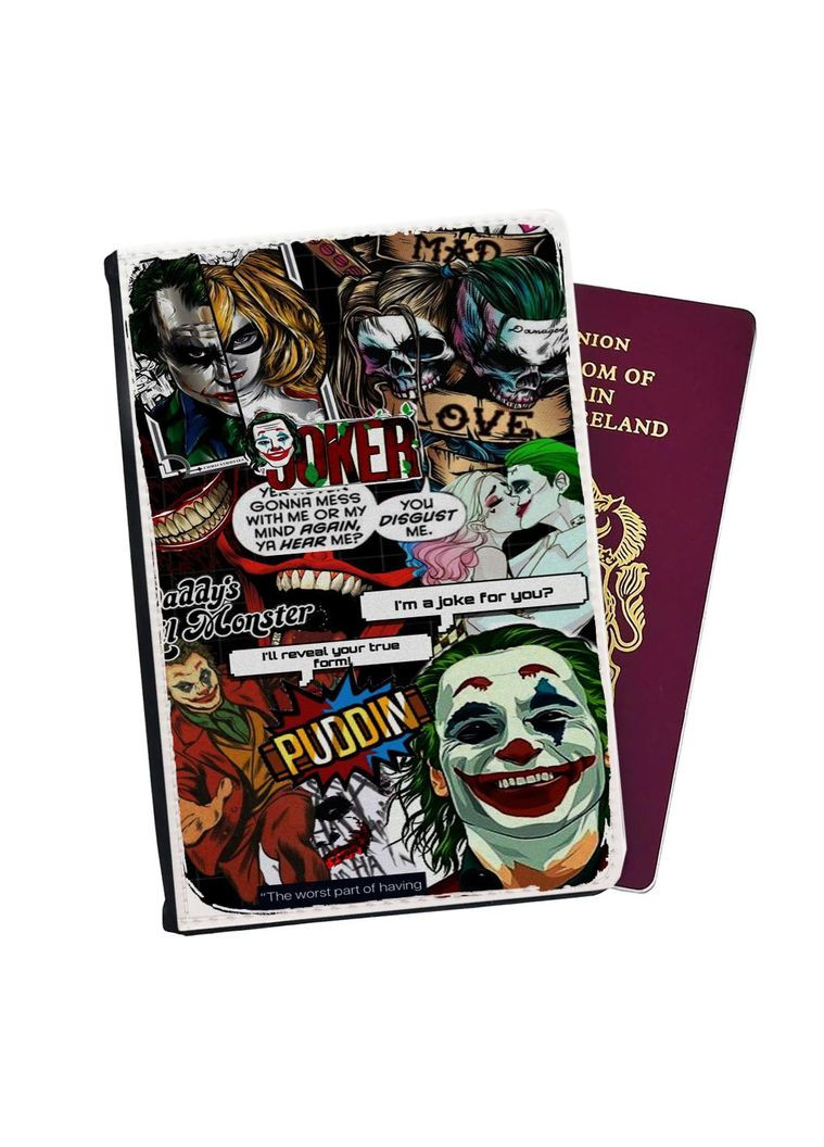 Портмоне Фильм Джокер Обложка на паспорт, автодокументы с отсеками #003 Черный No Brand (317553531)