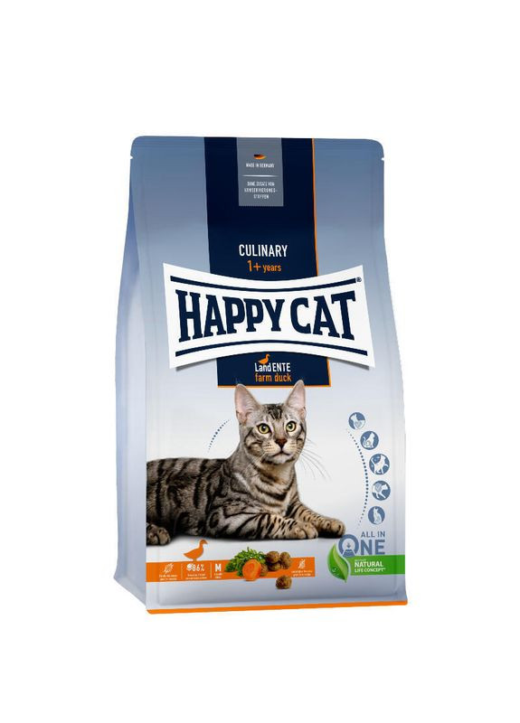Сухий корм з качкою для котів з чутливим травленням Culinary Adult Land-Ente - 4 кг Happy Cat (327062007)