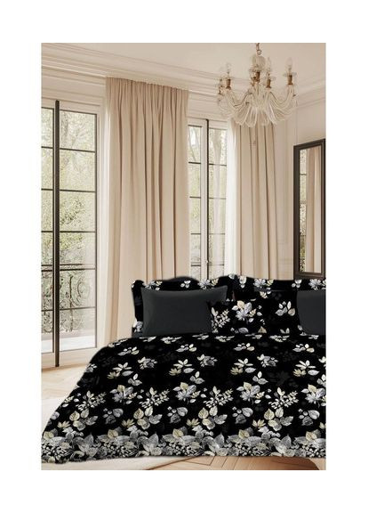 Євро комплект постільної білизни Black 100% Бавовна 200х220 см (Ble-77411) Vital-Textile (367262377)