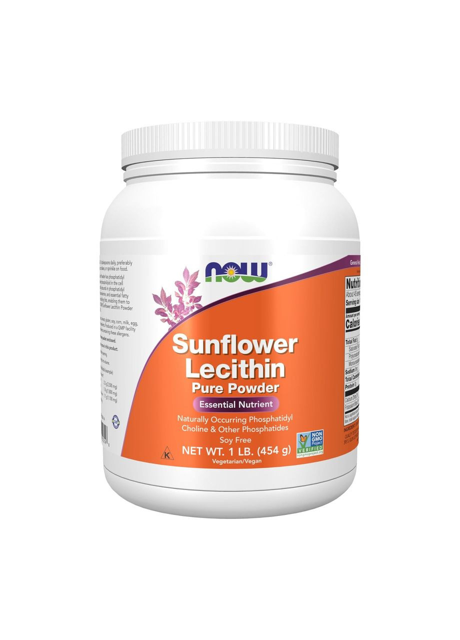 Подсолнечный лецитин,, SUNFLOWER LECITHIN, чистый порошок, 454 г Now Foods (346086718)