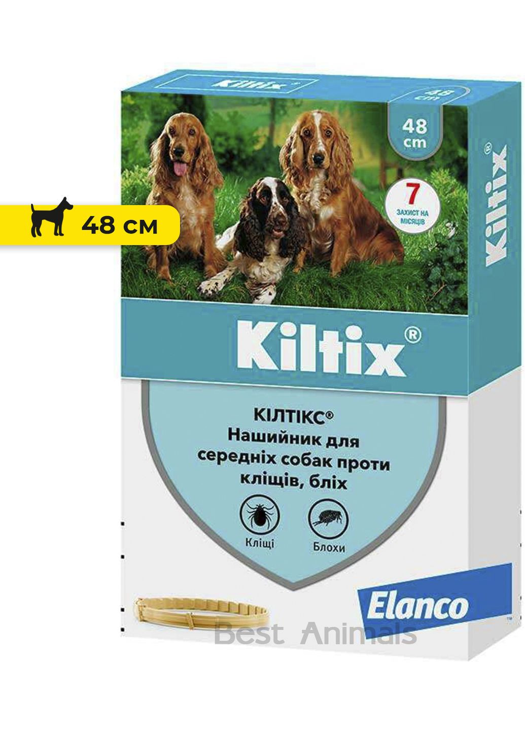 Противоразитарный ошейник (Bayer) Kiltix Килтикс для собак от блох и клещей 48 см (4007221035091) Elanco (354701347)