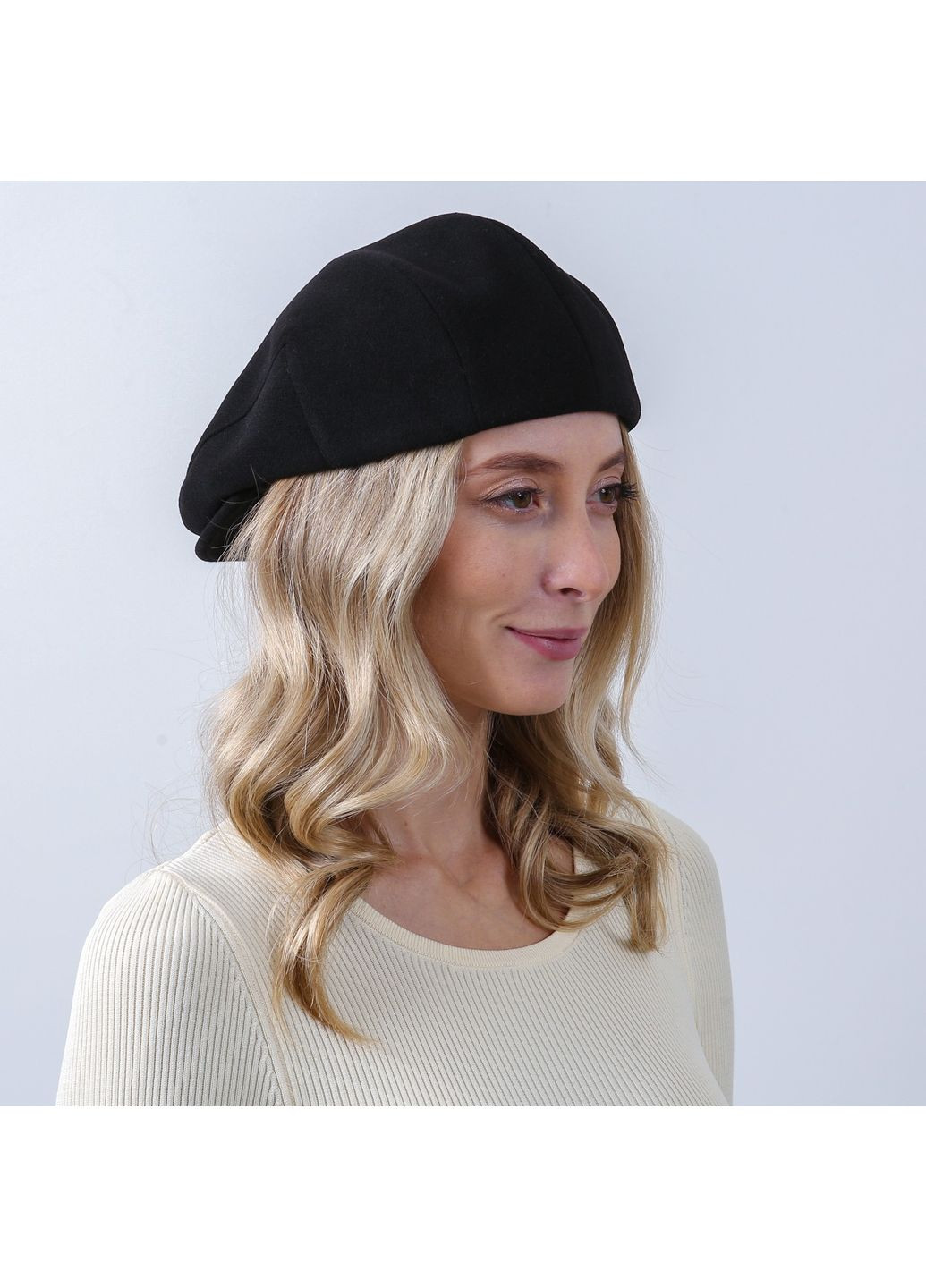 Кепка реглан жіноча вовна чорна ОЛЕКСА LuckyLOOK 925-496 (361401076)