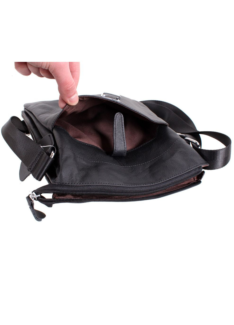 Чоловіча шкіряна сумка MESS8139 чорна No Brand (370848144)