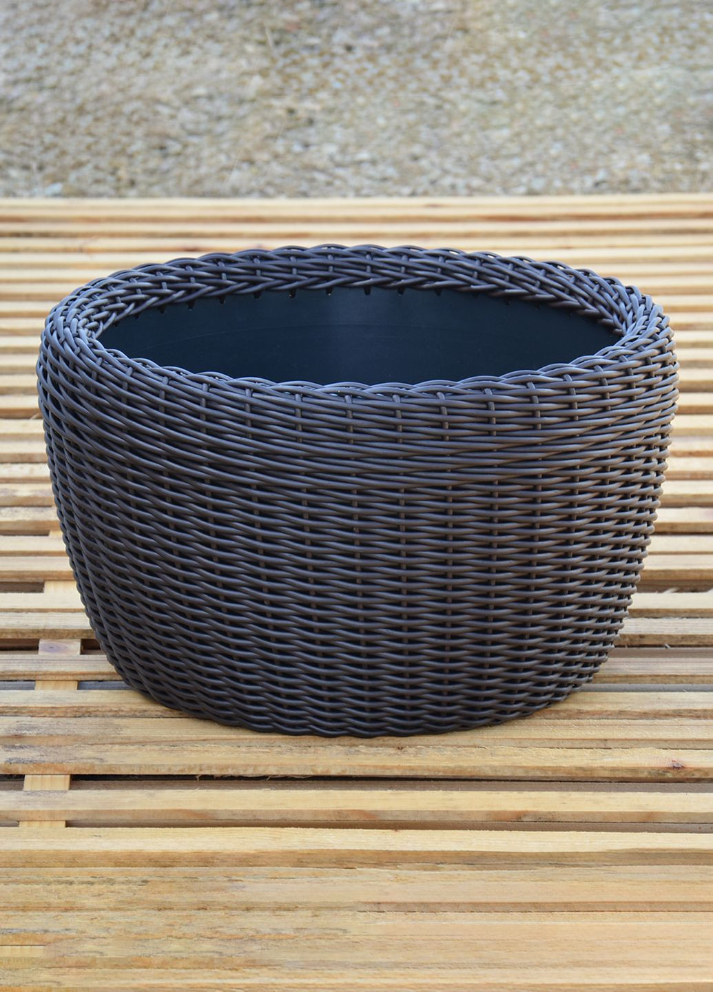 Кашпо велике 60 літрів (горщик для квітів та рослин), Вазон із штучного ротангу ручної роботи. Колір Венге Handmade (329193753)