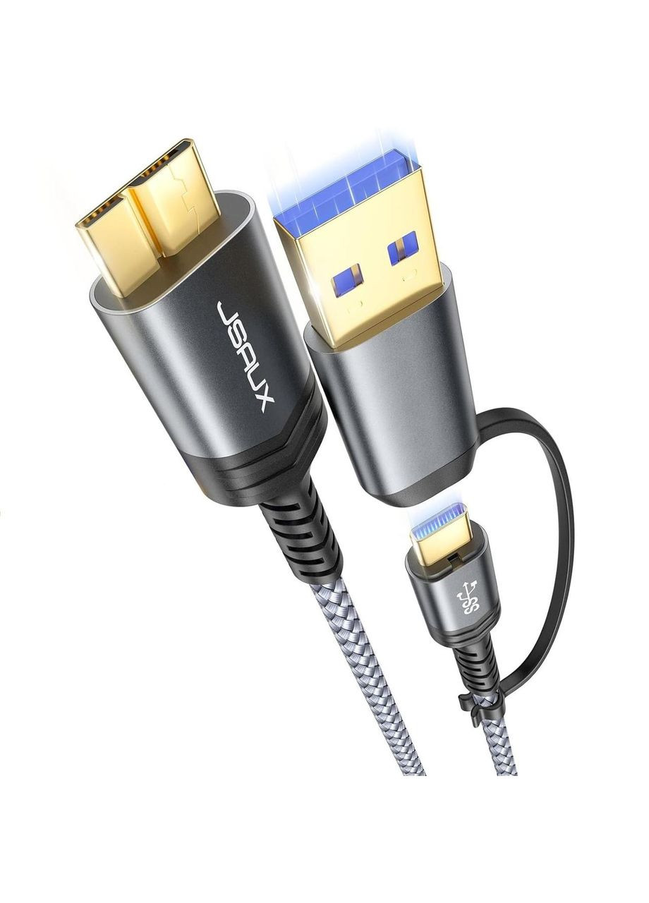 Кабель USB 3.1 USB A/C Male to Micro B Male 20Gbps 0.5м grey Jsaux (308849334)