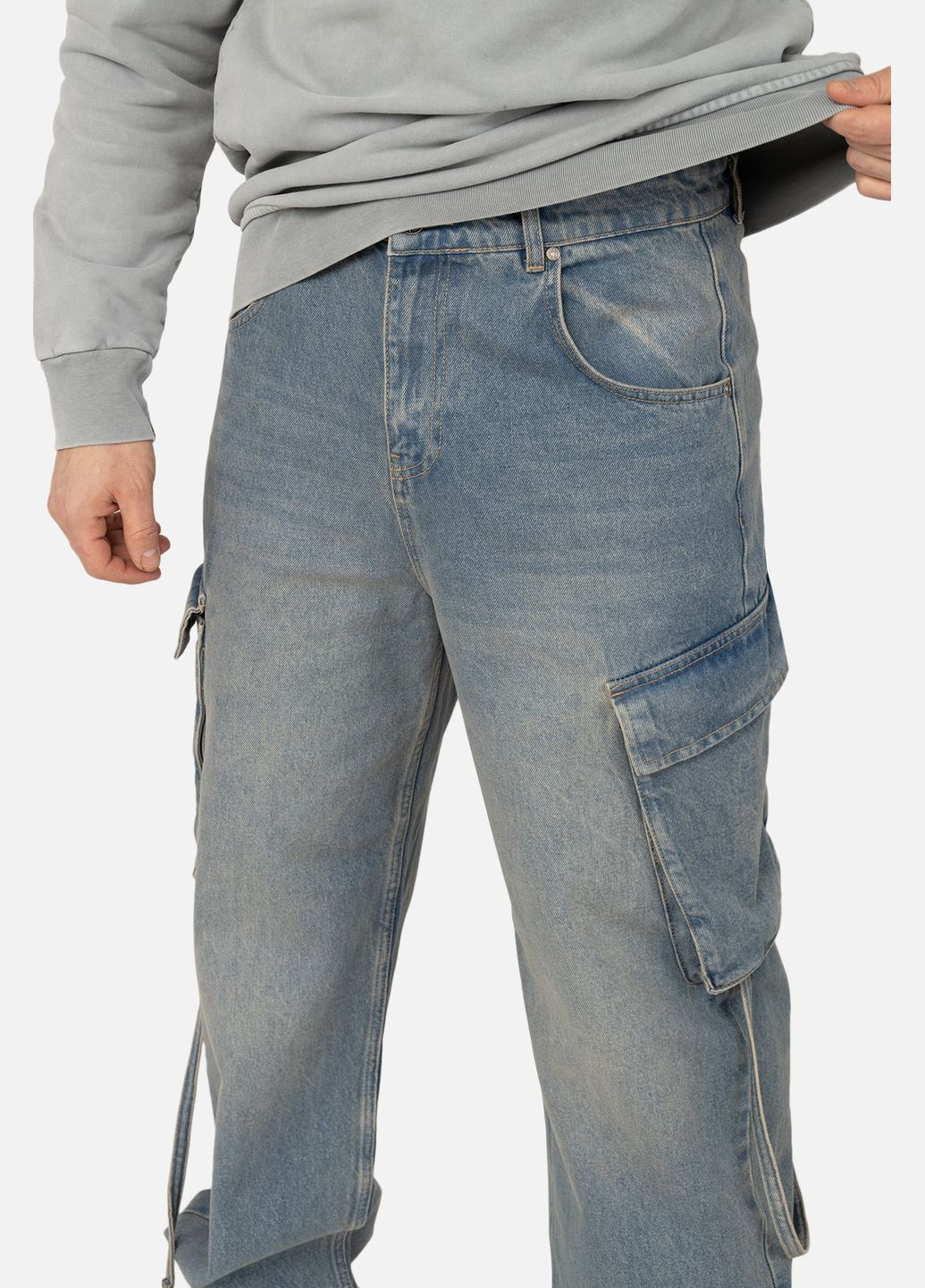 Голубые демисезонные джинсы baggy мужские цвет голубой цб-00270112 DOA JEANS