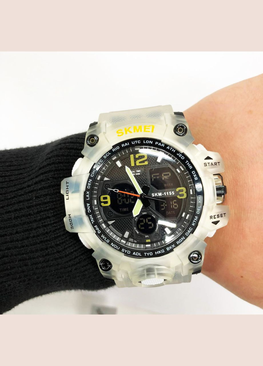 Годинник наручний чоловічий 1155BWT, наручний годинник для військових, фірмовий спортивний годинник. Колір: білий Skmei (364664235)